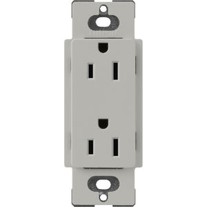 Lutron SCR-15-PB Claro Satin 15A Duplex Receptacle, Not Tamper Resistant in Pebble