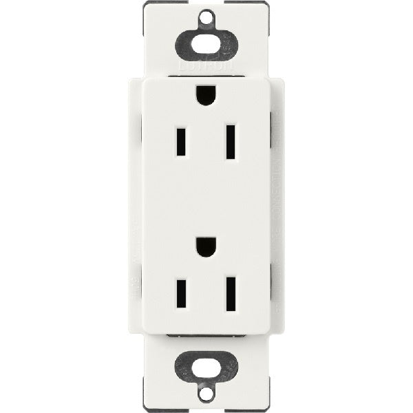 Lutron SCR-15-RW Claro Satin 15A Duplex Receptacle, Not Tamper Resistant in Architectural White