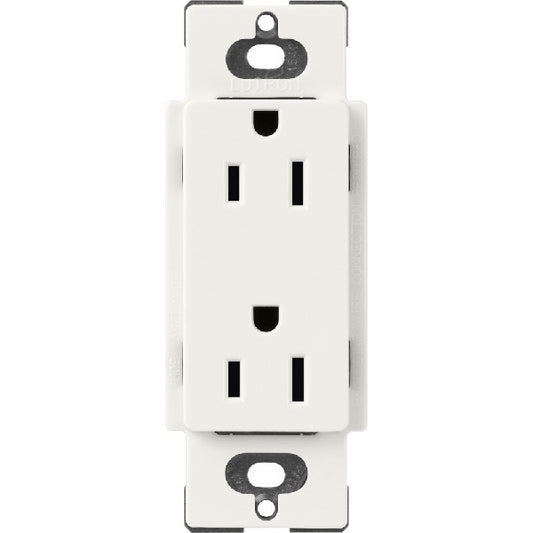 Lutron SCR-15-RW Claro Satin 15A Duplex Receptacle, Not Tamper Resistant in Architectural White