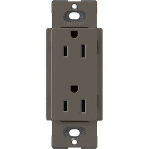 Lutron SCR-15-TF Claro Satin 15A Duplex Receptacle, Not Tamper Resistant in Truffle