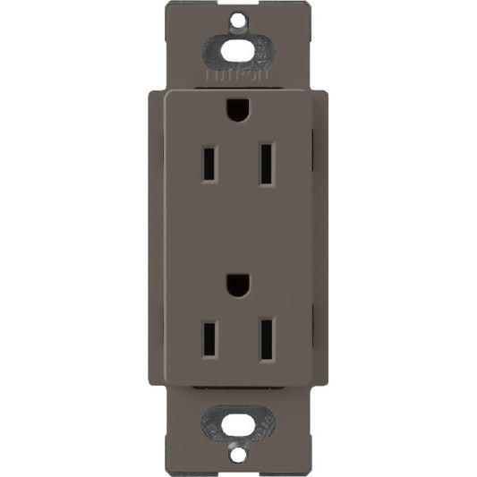 Lutron SCR-15-TF Claro Satin 15A Duplex Receptacle, Not Tamper Resistant in Truffle