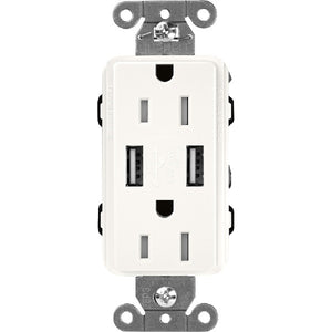Lutron SCR-15-UBTR-BWClaro 15A Dual USB Receptacle, Tamper Resistant in Brilliant White