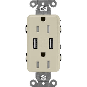 Lutron SCR-15-UBTR-CY Claro 15A Dual USB Receptacle, Tamper Resistant in Clay