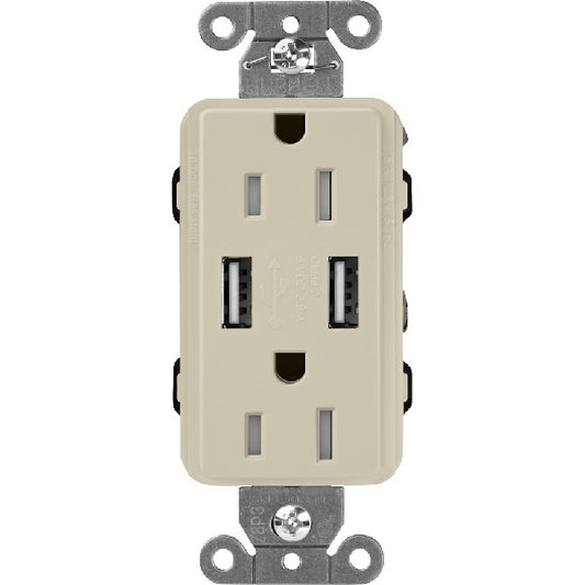 Lutron SCR-15-UBTR-CY Claro 15A Dual USB Receptacle, Tamper Resistant in Clay