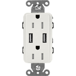 Lutron SCR-15-UBTR-LGClaro 15A Dual USB Receptacle, Tamper Resistant in Lunar Gray