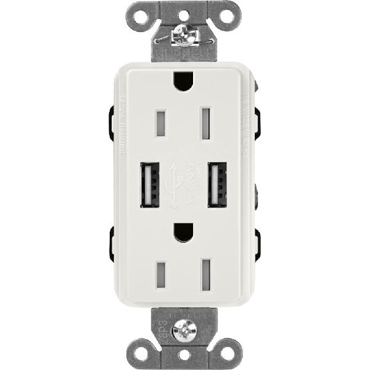 Lutron SCR-15-UBTR-LGClaro 15A Dual USB Receptacle, Tamper Resistant in Lunar Gray