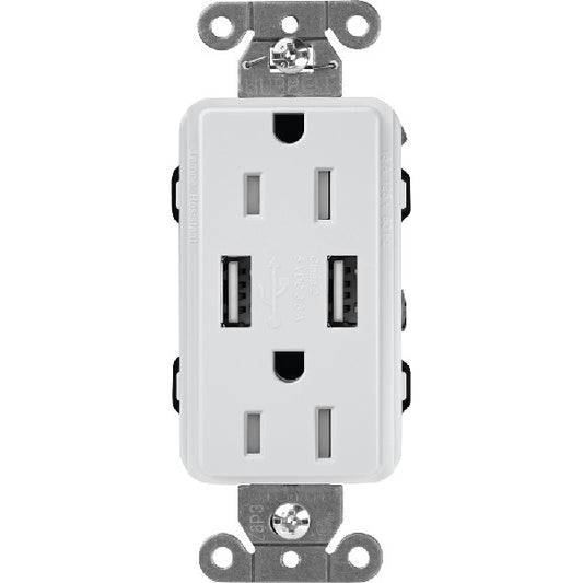 Lutron SCR-15-UBTR-MIClaro 15A Dual USB Receptacle, Tamper Resistant in Mist