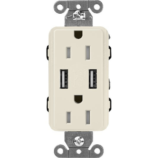 Lutron SCR-15-UBTR-PMClaro 15A Dual USB Receptacle, Tamper Resistant in Pumice