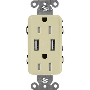 Lutron SCR-15-UBTR-SAClaro 15A Dual USB Receptacle, Tamper Resistant in Sage