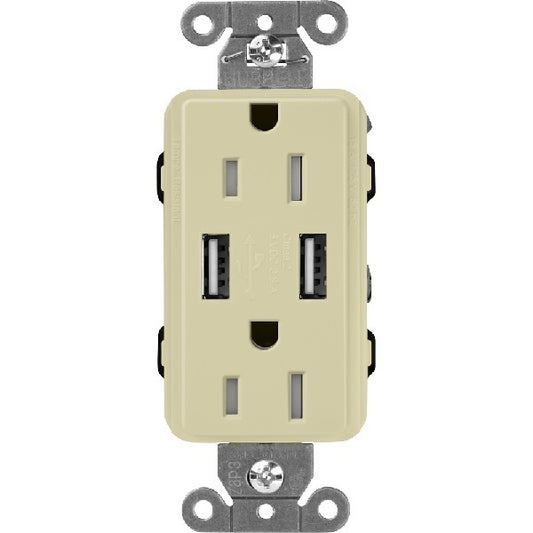 Lutron SCR-15-UBTR-SAClaro 15A Dual USB Receptacle, Tamper Resistant in Sage