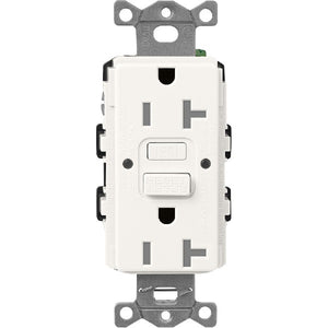 Lutron SCR-20-GFST-BW  Claro Satin Self-Testing Tamper Resistant 20A GFCI Receptacle in Brilliant White