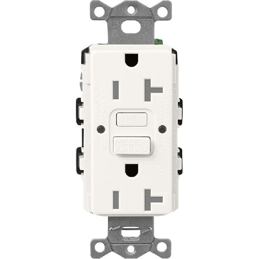 Lutron SCR-20-GFST-BW  Claro Satin Self-Testing Tamper Resistant 20A GFCI Receptacle in Brilliant White