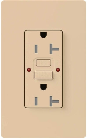 Lutron SCR-20-GFST-DS Claro Satin Self-Testing Tamper Resistant 20A GFCI Receptacle, in Desert Stone