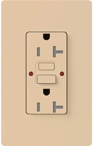 Lutron SCR-20-GFST-DS Claro Satin Self-Testing Tamper Resistant 20A GFCI Receptacle, in Desert Stone