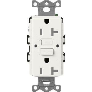 Lutron SCR-20-GFST-GL  Claro Satin Self-Testing Tamper Resistant 20A GFCI Receptacle in Glacier White