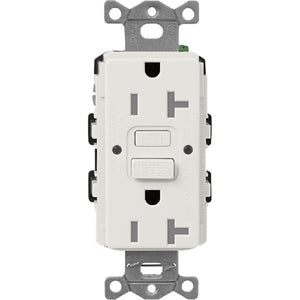 Lutron SCR-20-GFST-LG  Claro Satin Self-Testing Tamper Resistant 20A GFCI Receptacle in Lunar Gray