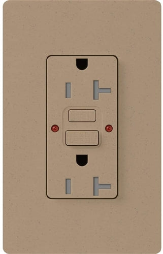 Lutron SCR-20-GFST-MS Claro Satin Self-Testing Tamper Resistant 20A GFCI Receptacle, in Mocha Stone