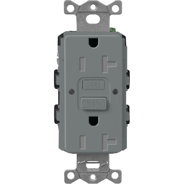 Lutron SCR-20-GFST-SL  Claro Satin Self-Testing Tamper Resistant 20A GFCI Receptacle in Slate
