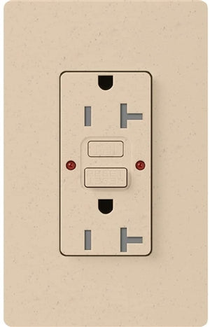 Lutron SCR-20-GFST-ST Claro Satin Self-Testing Tamper Resistant 20A GFCI Receptacle, in Stone
