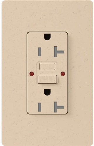 Lutron SCR-20-GFST-ST Claro Satin Self-Testing Tamper Resistant 20A GFCI Receptacle, in Stone