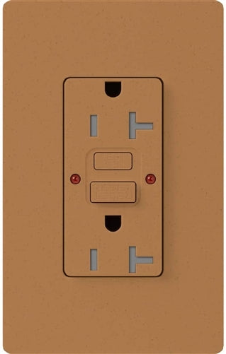 Lutron SCR-20-GFST-TC Claro Satin Self-Testing Tamper Resistant 20A GFCI Receptacle, in Terracotta