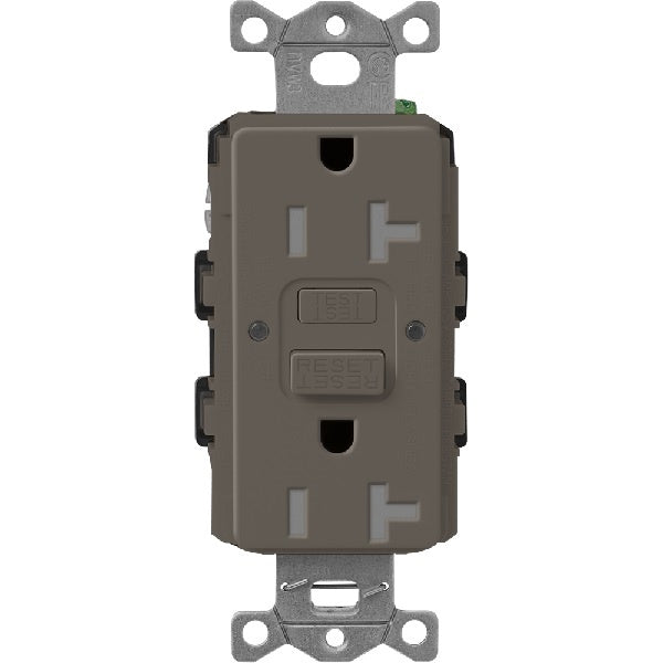 Lutron SCR-20-GFST-TF  Claro Satin Self-Testing Tamper Resistant 20A GFCI Receptacle in Truffle