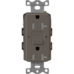 Lutron SCR-20-GFST-TF  Claro Satin Self-Testing Tamper Resistant 20A GFCI Receptacle in Truffle