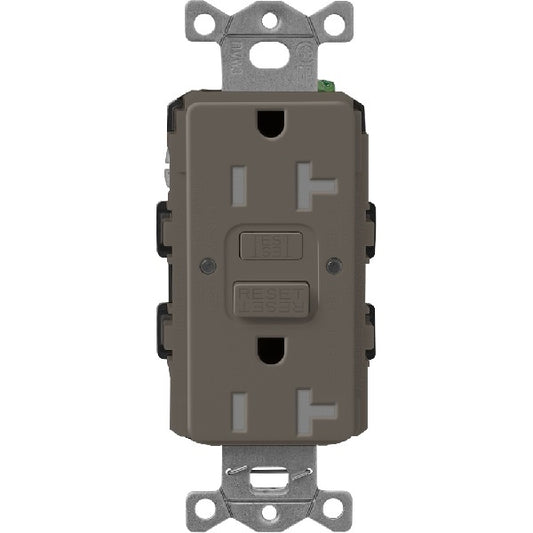 Lutron SCR-20-GFST-TF  Claro Satin Self-Testing Tamper Resistant 20A GFCI Receptacle in Truffle