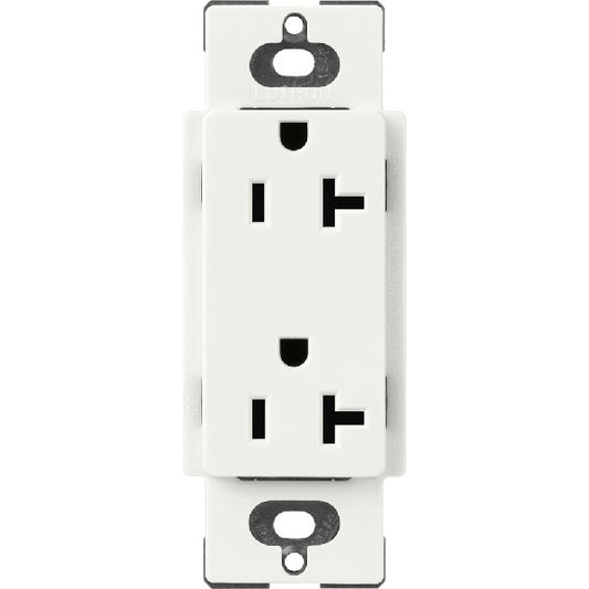 Lutron SCR-20-GL Claro Satin 20A Duplex Receptacle, Not Tamper Resistant in Glacier White