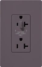 Lutron SCR-20-HDTR-PL Claro Satin Tamper Resistant 20A Split Duplex Receptacle Half for Dimming Use in Plum