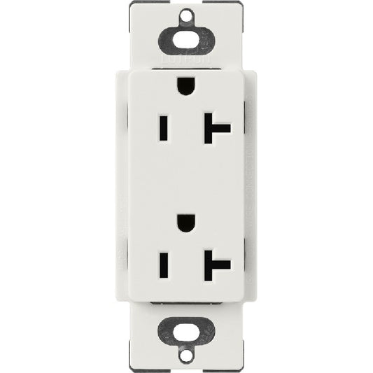 Lutron SCR-20-LG Claro Satin 20A Duplex Receptacle, Not Tamper Resistant in Lunar Gray