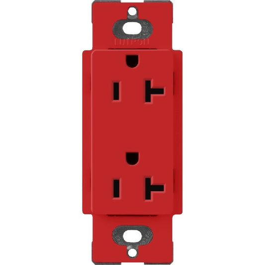 Lutron SCR-20-SR Claro Satin 20A Duplex Receptacle, Not Tamper Resistant in Signal Red