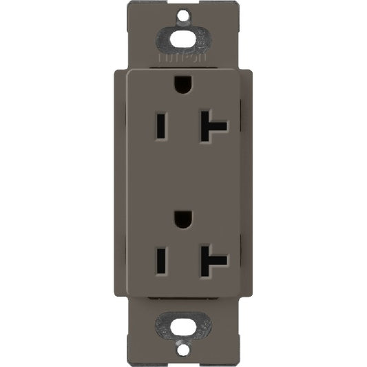Lutron SCR-20-TF Claro Satin 20A Duplex Receptacle, Not Tamper Resistant in Truffle