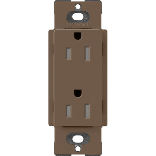 Lutron SCRS-15-TR-EP Claro Satin Tamper Resistant 15A Duplex Receptacle in Espresso