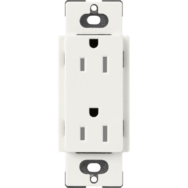 Lutron SCRS-15-TR-RW Claro Satin Tamper Resistant 15A Duplex Receptacle in Architectural White