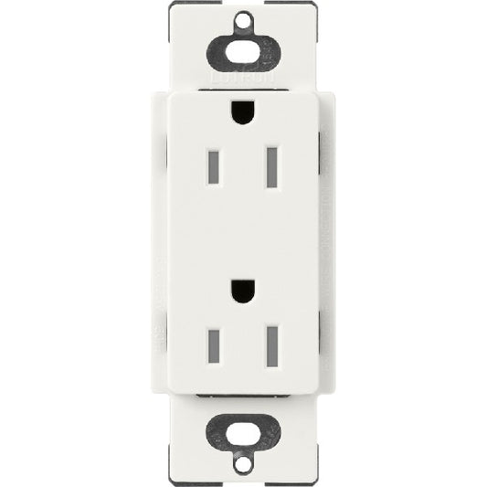Lutron SCRS-15-TR-RW Claro Satin Tamper Resistant 15A Duplex Receptacle in Architectural White