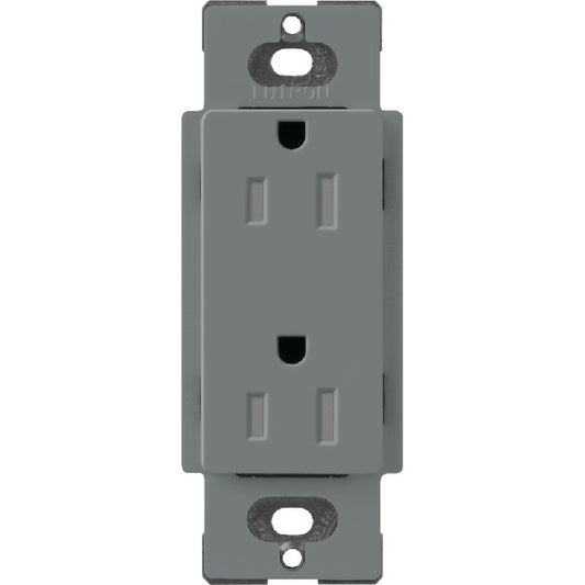 Lutron SCRS-15-TR-SL Claro Satin Tamper Resistant 15A Duplex Receptacle in Slate
