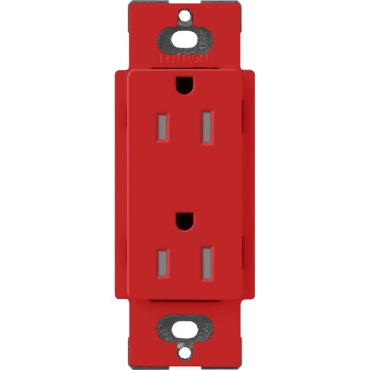 Lutron SCRS-15-TR-SR Claro Satin Tamper Resistant 15A Duplex Receptacle in Signal Red