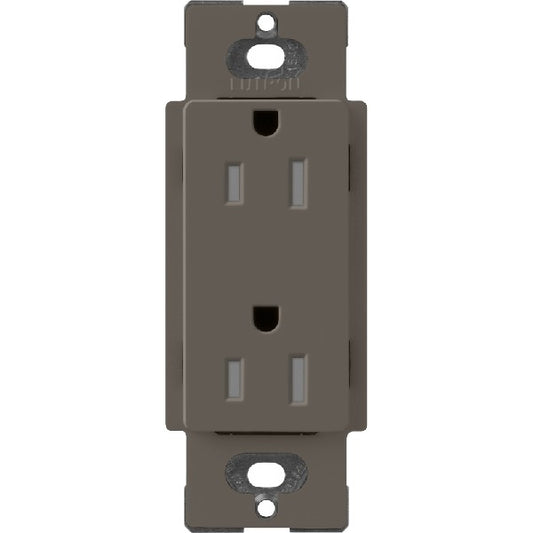 Lutron SCRS-15-TR-TF Claro Satin Tamper Resistant 15A Duplex Receptacle in Truffle