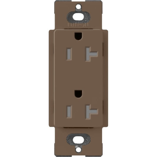 Lutron SCRS-20-TR-EP Claro Satin Tamper Resistant 20A Duplex Receptacle in Espresso