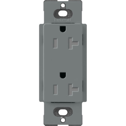 Lutron SCRS-20-TR-SL Claro Satin Tamper Resistant 20A Duplex Receptacle in Slate