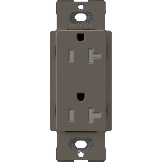Lutron SCRS-20-TR-TF Claro Satin Tamper Resistant 20A Duplex Receptacle in Truffle