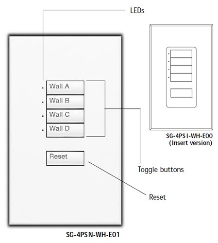 Lutron SG-4PSI-BE-EGN SeeTouch 4-Partition Control For Grafik Eye 3000 System, Insert Style in Beige with Engraving