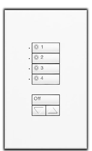 Lutron SG-4SI-IV-E00 SeeTouch 4-Scene Wallstation with Off and Raise/Lower For Grafik Eye 3000 System, Insert Style in Ivory Unengraved