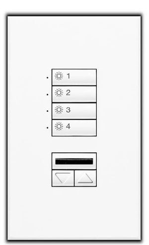 Lutron SG-4SIRN-SN-E00 SeeTouch 4-Scene Wallstation with Off, Raise/Lower and IR Receiver For Grafik Eye 3000 System, Non Insert Style in Satin Nickel Unengraved