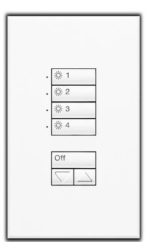 Lutron SG-4SN-SN-E00 SeeTouch 4-Scene Wallstation with Off and Raise/Lower For Grafik Eye 3000 System, Non Insert Style in Satin Nickel Unengraved