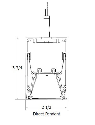 Mark Lighting S2LD 8FT MSL8 80CRI 35K 1000LMF MIN1 MVOLT WHT ZT F1/36A RDCY WHTCY WCRD 8' Slot 2 LED Direct Pendant, 8' Section, 80 CRI, 3500K, Dim to 1%, 0-10V, T-Bar Ceiling, 36" Suspension, Round White Canopy, White Cord
