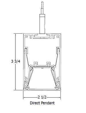 Mark Lighting S2LD 8FT MSL8 80CRI 35K 1000LMF MIN1 MVOLT WHT ZT F1/36A RDCY WHTCY WCRD 8' Slot 2 LED Direct Pendant, 8' Section, 80 CRI, 3500K, Dim to 1%, 0-10V, T-Bar Ceiling, 36" Suspension, Round White Canopy, White Cord