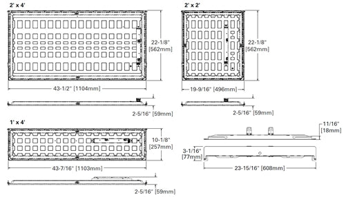 Metalux 22CGRK-L3C3-UNV-MP4 2'x2' LED Backlit Panel Retrofit Kit, Selectable Lumens, Selectable CCT 3500K/4000K/5000K