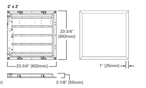 Metalux 22CGTS-L3C3-EL14W 2'x2' LED Backlit Panel, Selectacble Lumens, Selectable CCT 3500K/4000K/5000K, 14W EM Pack